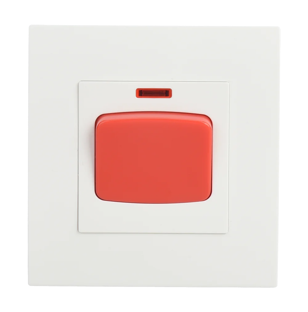VIRAGO 45Amp. Double Pole Switch with Indicator with Earth Strap White