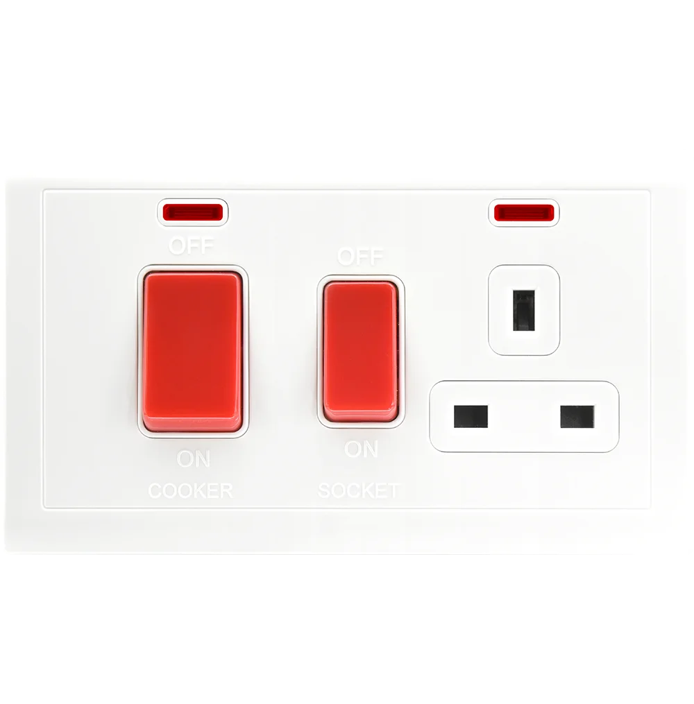 VIRAGO 45Amp. Cooker Controller with 13Amp. Switched Socket Outlet White