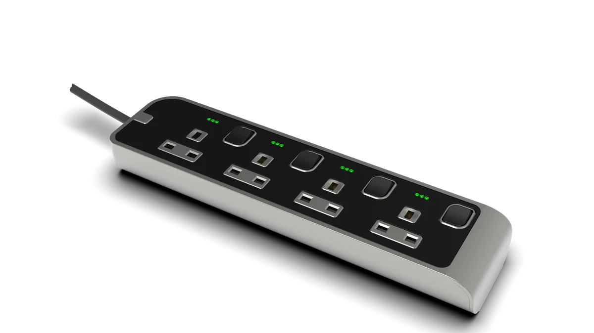 13Amp. 4 Outlet Power Strip with Indicator with 5Meter Cord Silver