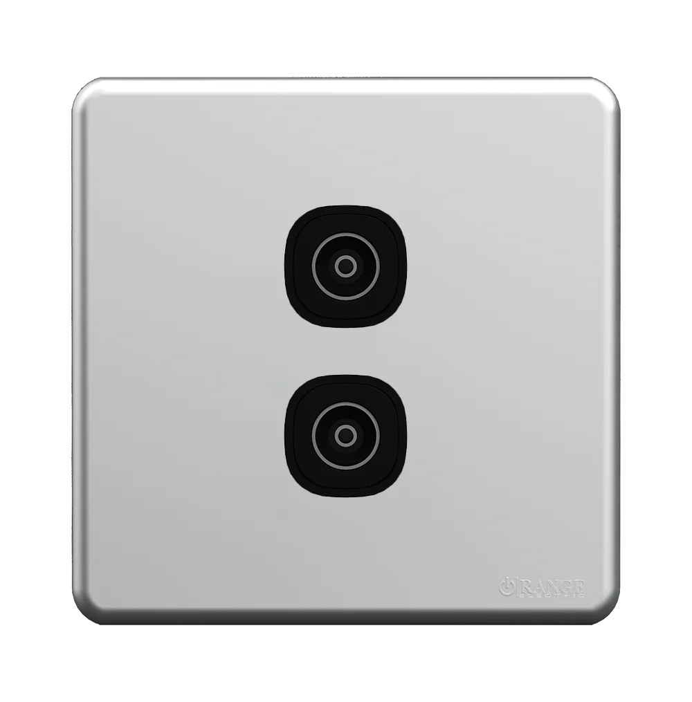ENIGMA 2Gang TV Co-Axial Outlet (75Ohm) Stone Black (British Standard)
