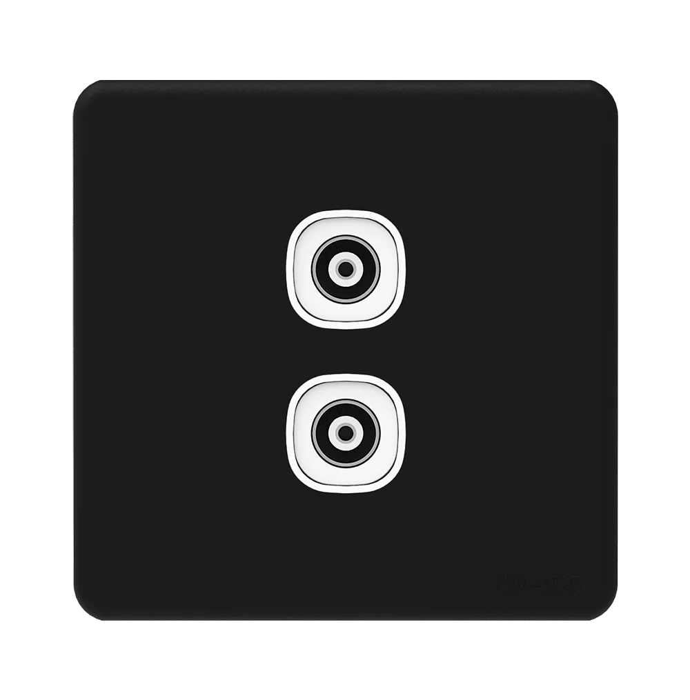 ENIGMA 2Gang TV Co-Axial Outlet (75Ohm) Pearl Black (British Standard)
