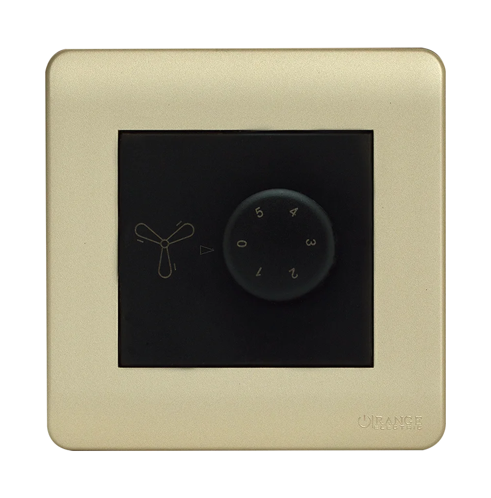 SCINTILLA 90Watt 5Step Humfree Fan Controller B/Matte with Gld/Matte Surround