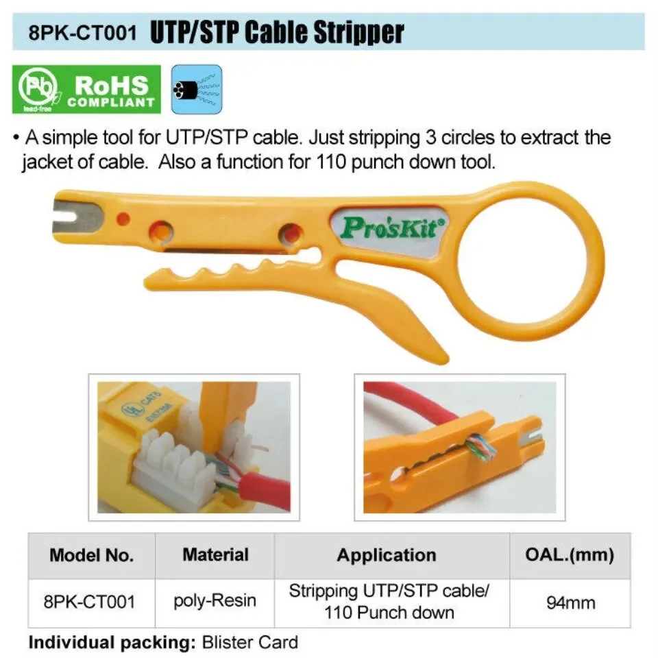Wire Stripper Mini Line Pressing Tool Small Cable Cutter – 8PK-CT001 ( Pro’sKit )