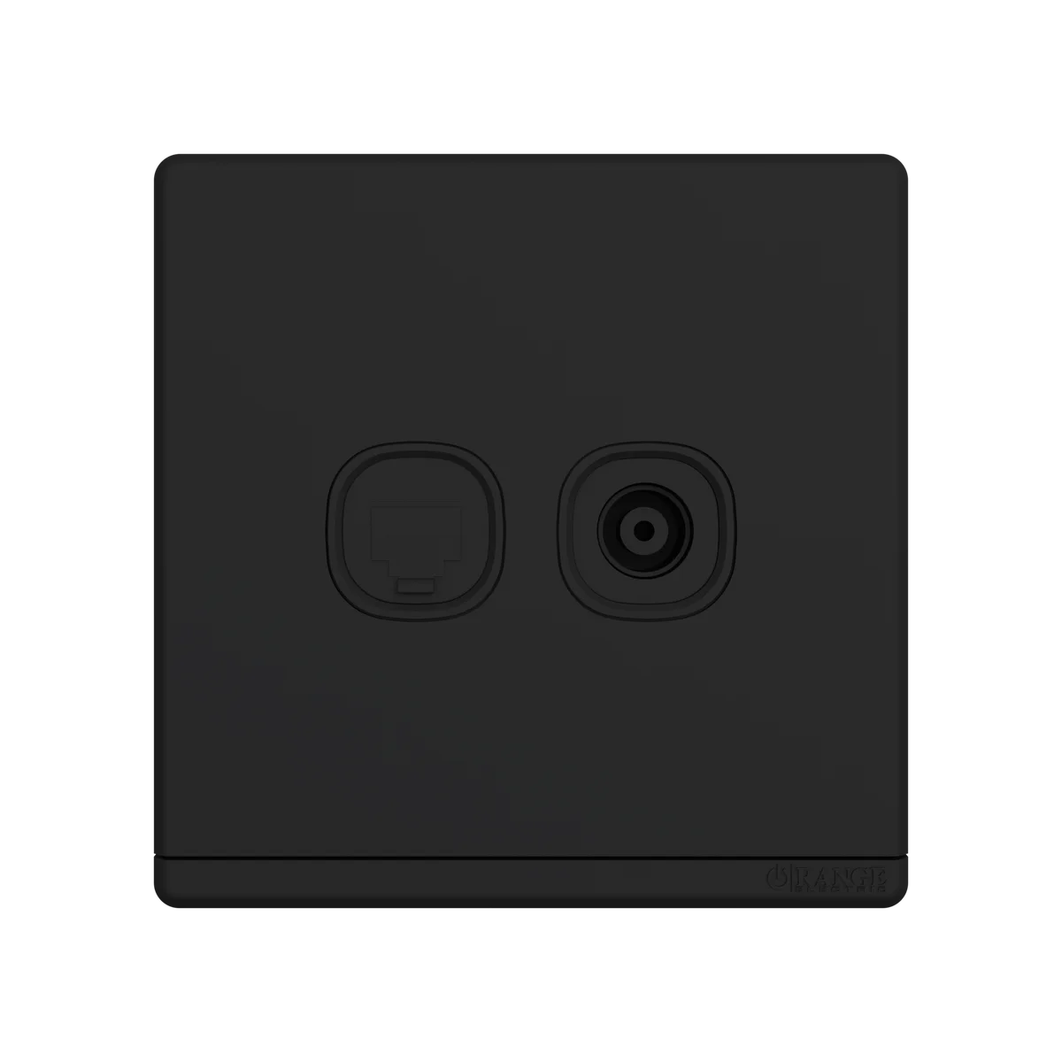 ODESSA 2Gang TV Co-Axial Outlet (75Ohm) + Telephone Outlet Black Matte