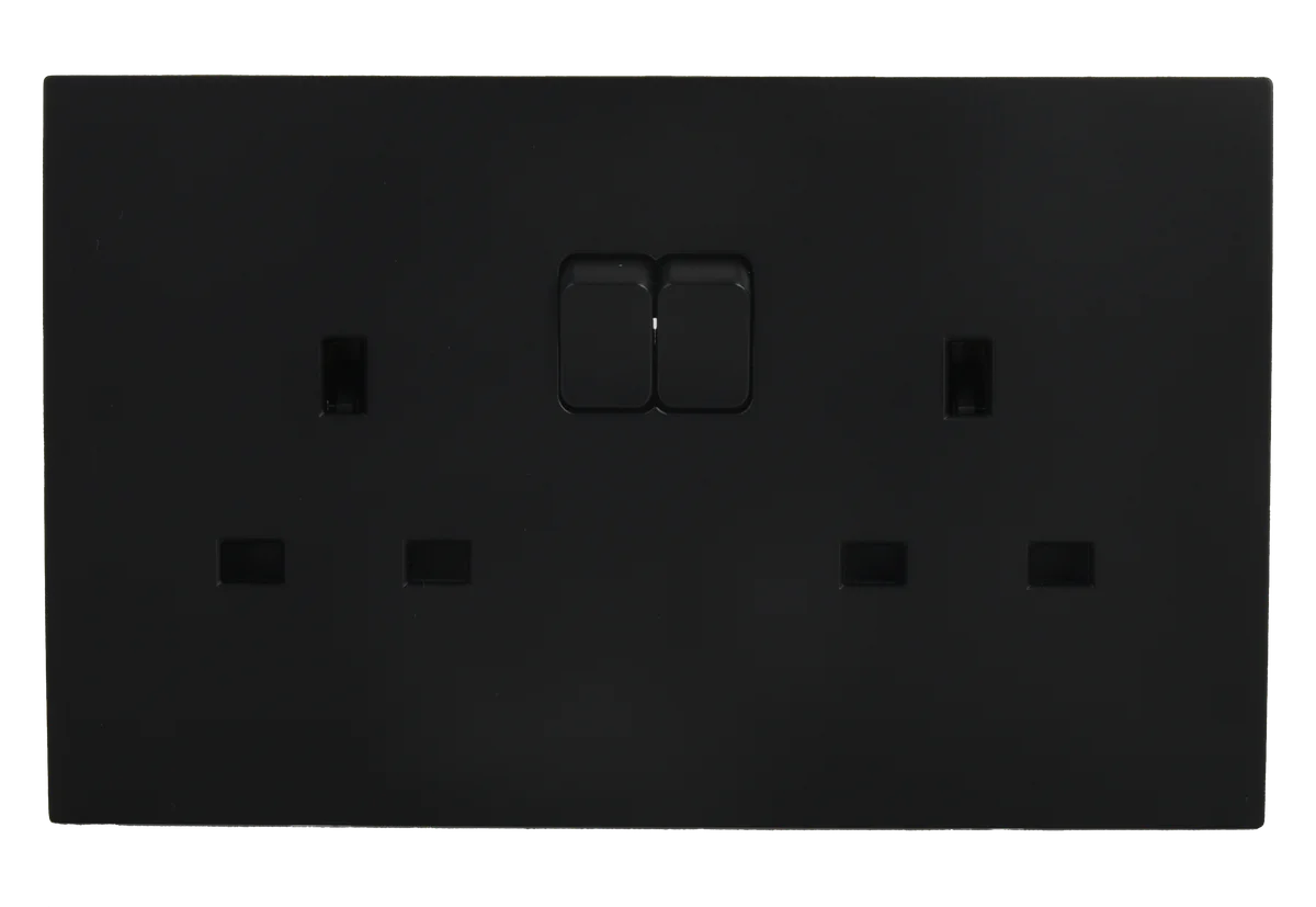 VIRAGO 13Amp. Twin 1Pole Switched Socket Outlet without Indicator Black