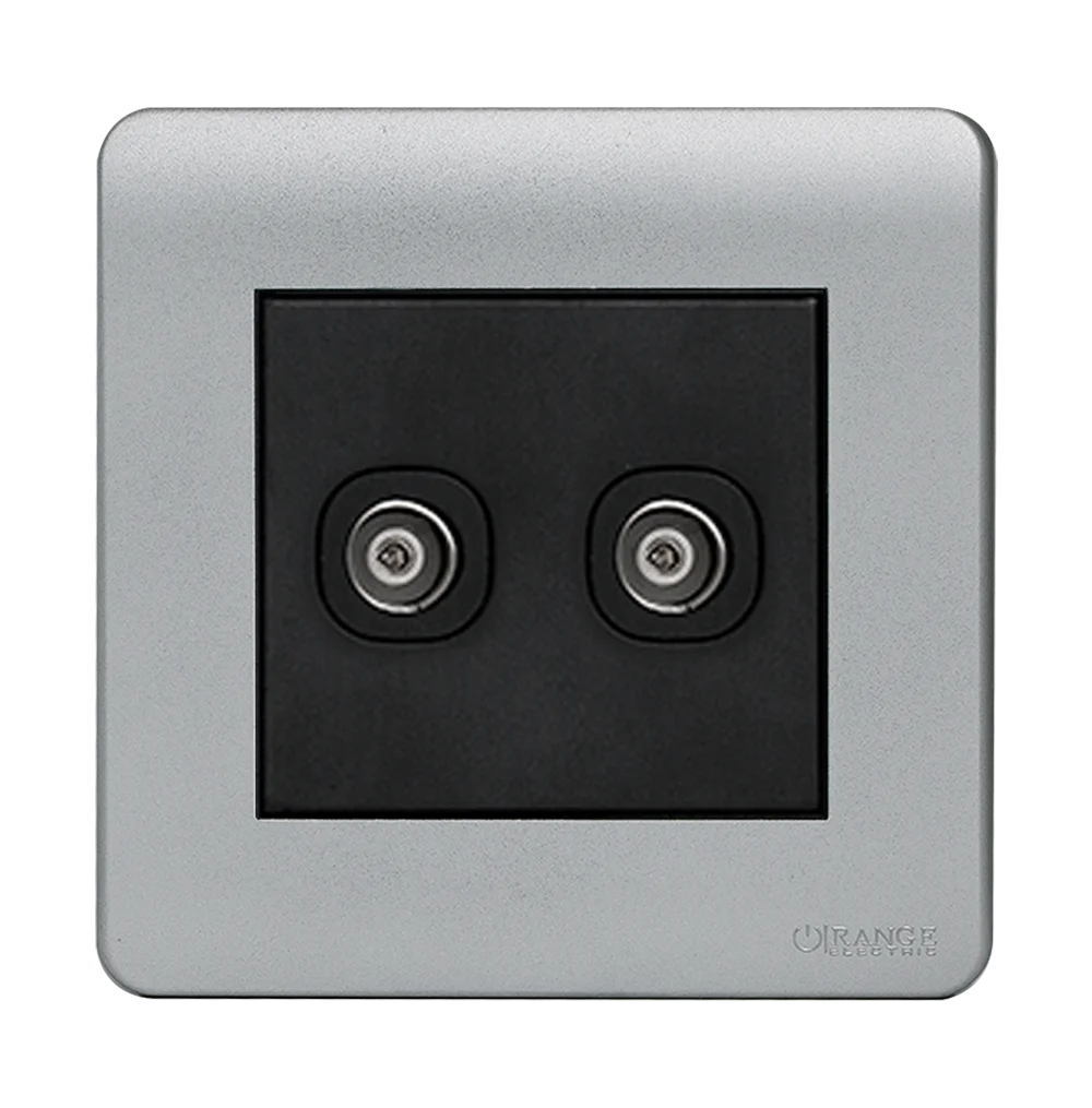 SCINTILLA 2Gang TV Co-Axial Outlet (75Ohm) B/Matte with S/Matte Surround