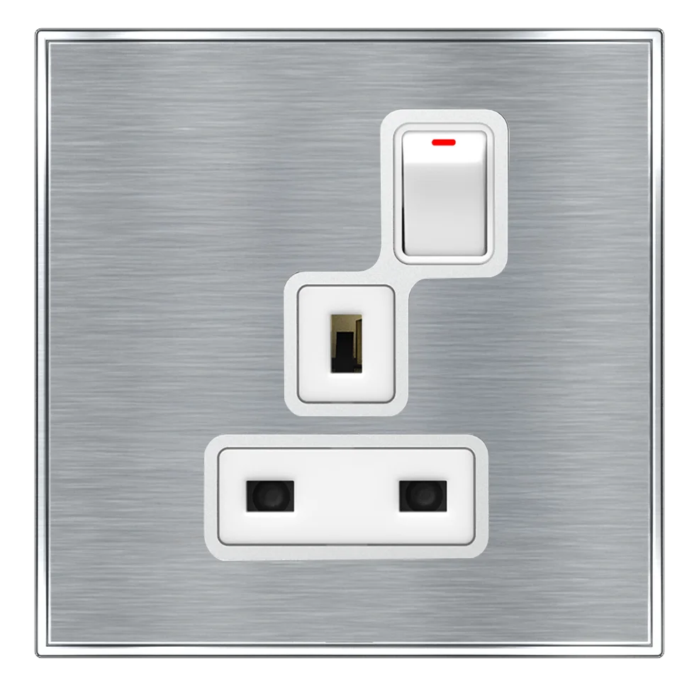 YULE 13Amp. Single Switched Socket Outlet Silver