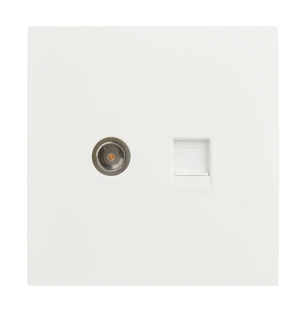VIRAGO 1Gang TV (75 Ohm) + Telephone Outlet White