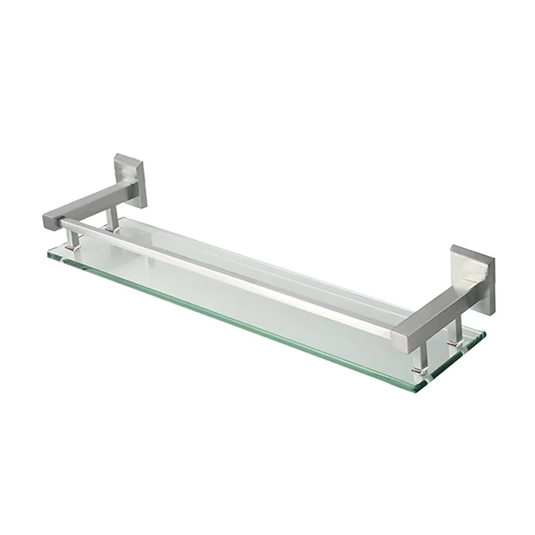 BATHROOM SHELF 40CM STAINLESS STEEL WITH GLASS BOTTOM CHINA