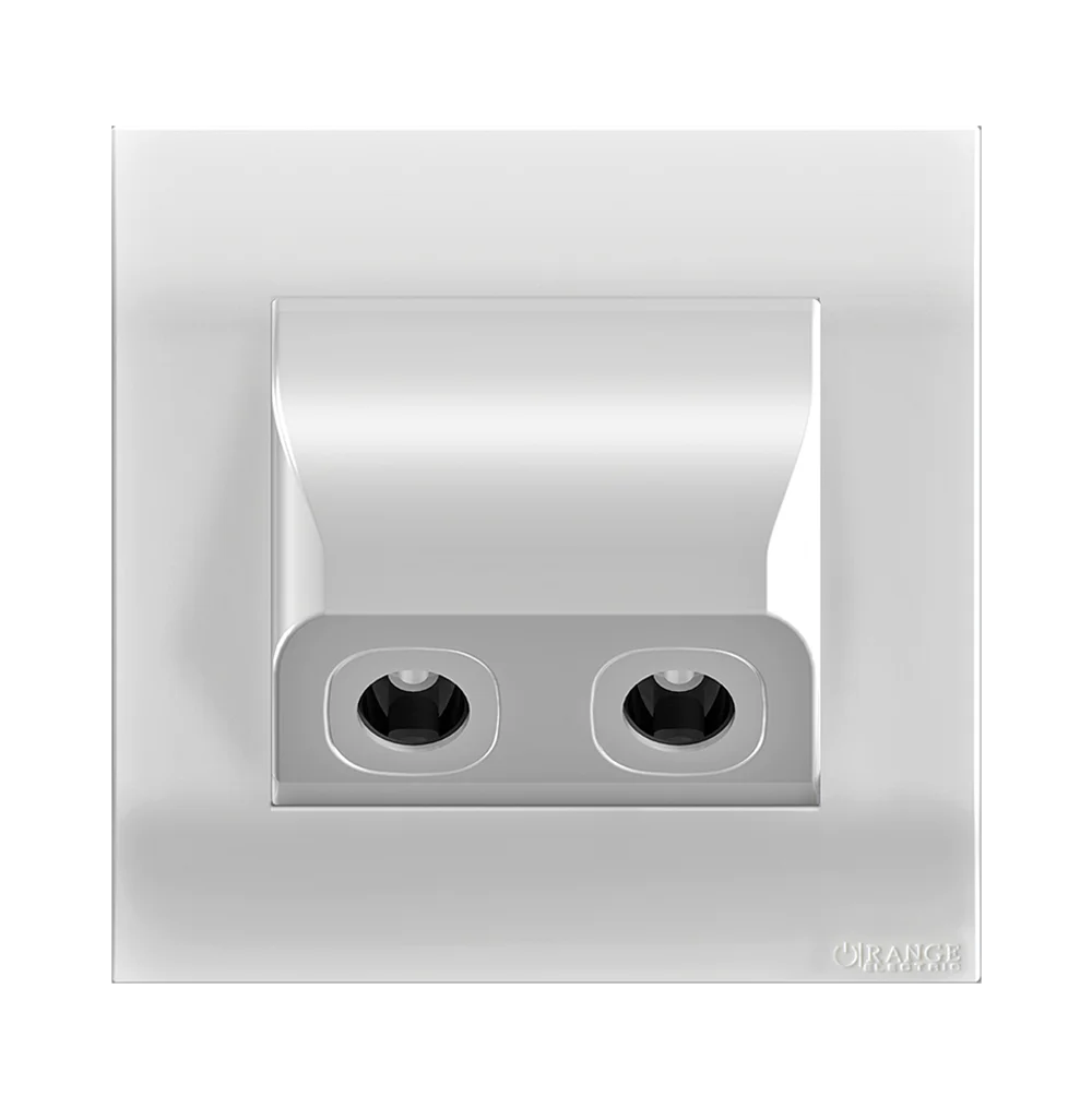 AKOYA Angled TV Co-Axial Outlet (75Ohm) White with White Surround