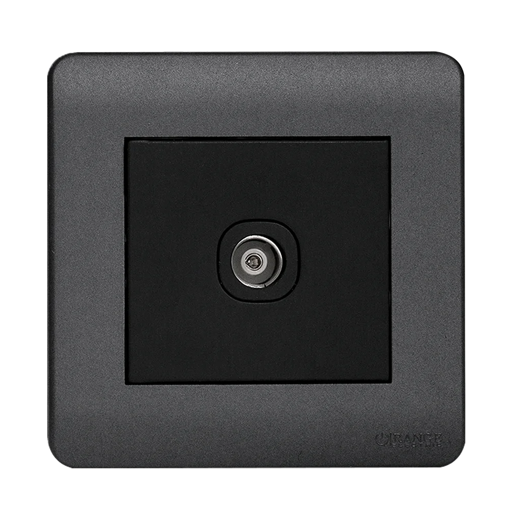 SCINTILLA 1Gang TV Co-Axial Outlet (75Ohm) B/Matte with GM/Matte Surround