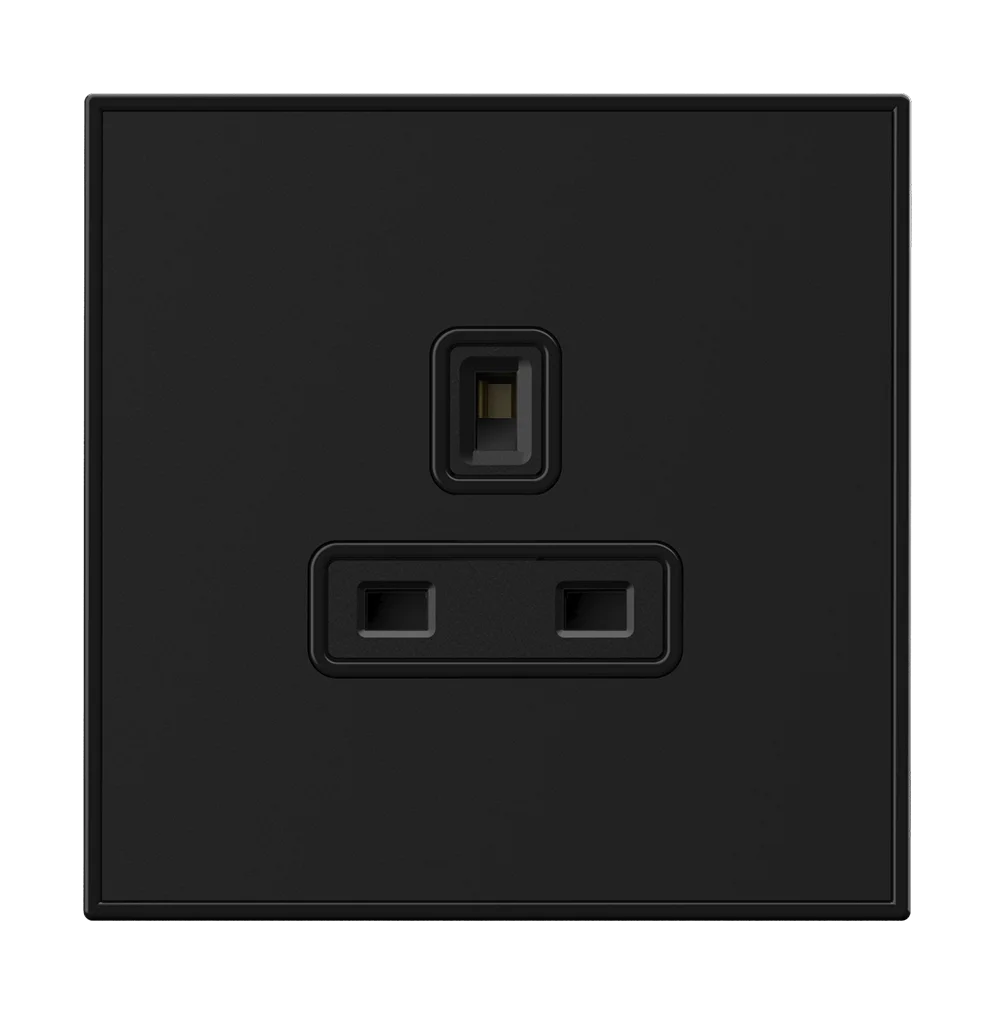 YULE 13Amp. Single Un-Switched Socket Outlet Black
