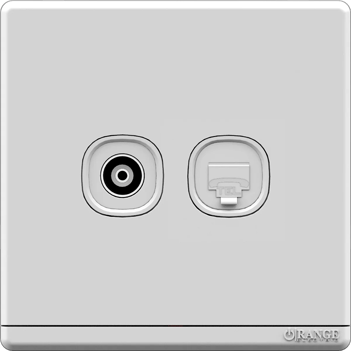 ODESSA 2Gang TV Co-Axial Outlet (75Ohm) + Telephone Outlet White