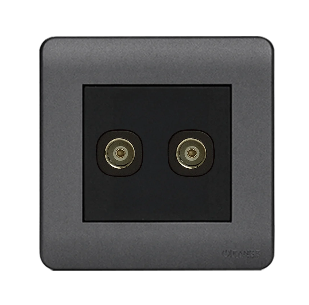 SCINTILLA 2Gang TV Co-Axial Outlet (75Ohm) B/Matte with GM/Matte Surround