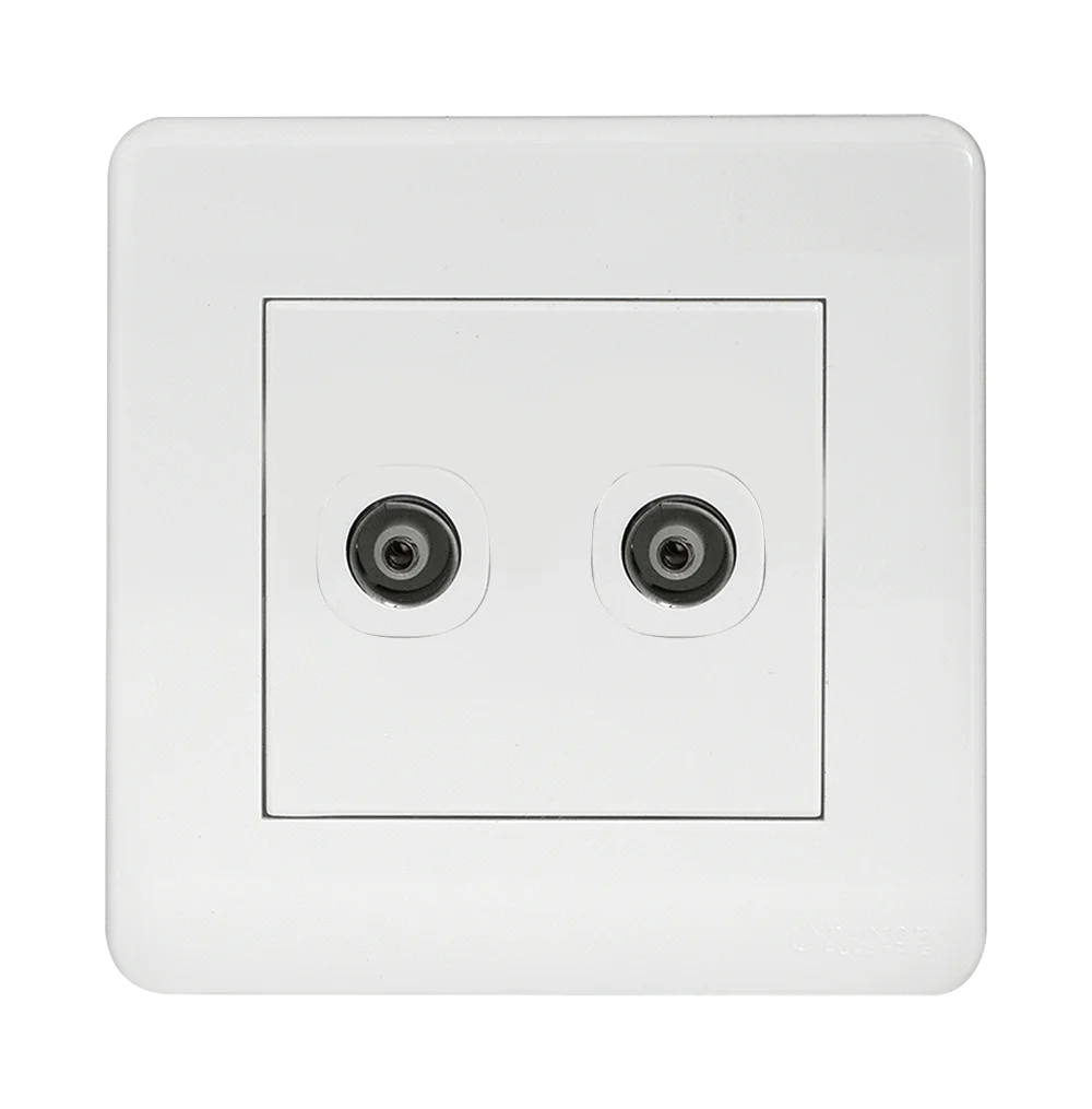 SCINTILLA 2Gang TV Co-Axial Outlet (75Ohm) White with White Surround