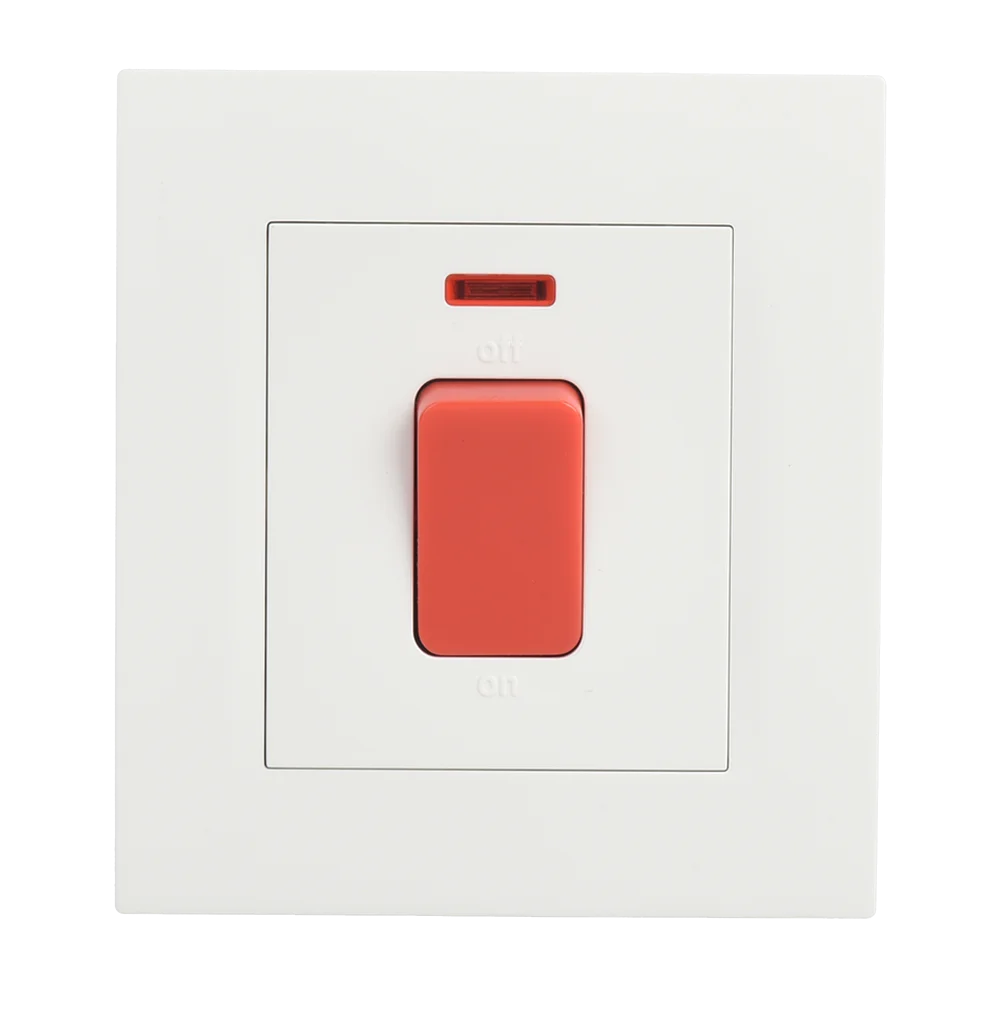 VIRAGO 20Amp. Double Pole Switch with Indicator without Earth Strap White