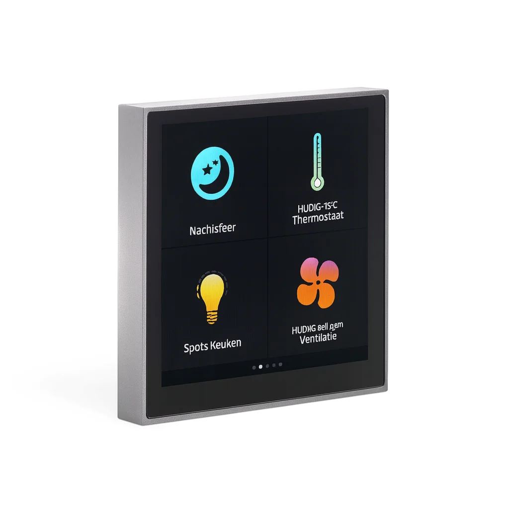 RoomMate Room Controller for 20 outputs with display and temperature sensor, alu frame.