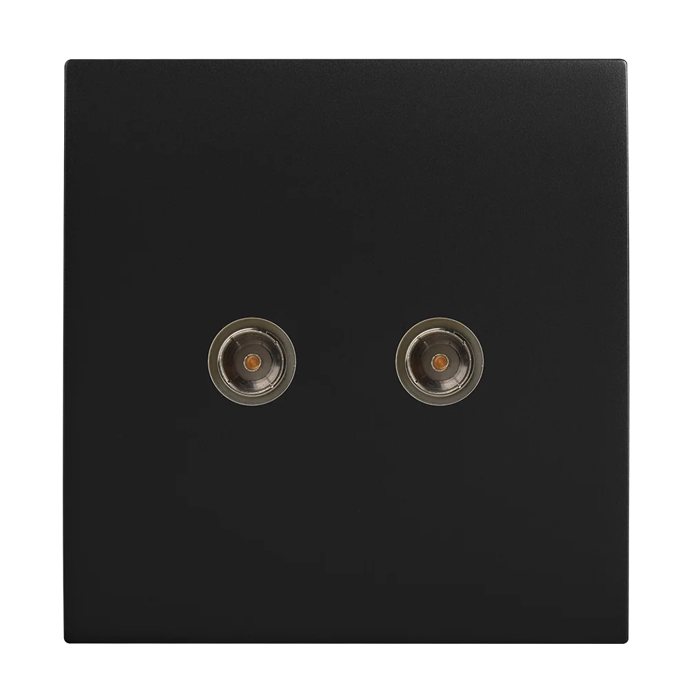 VIRAGO 2Gang TV Co-Axial Outlet (75 Ohm) Black