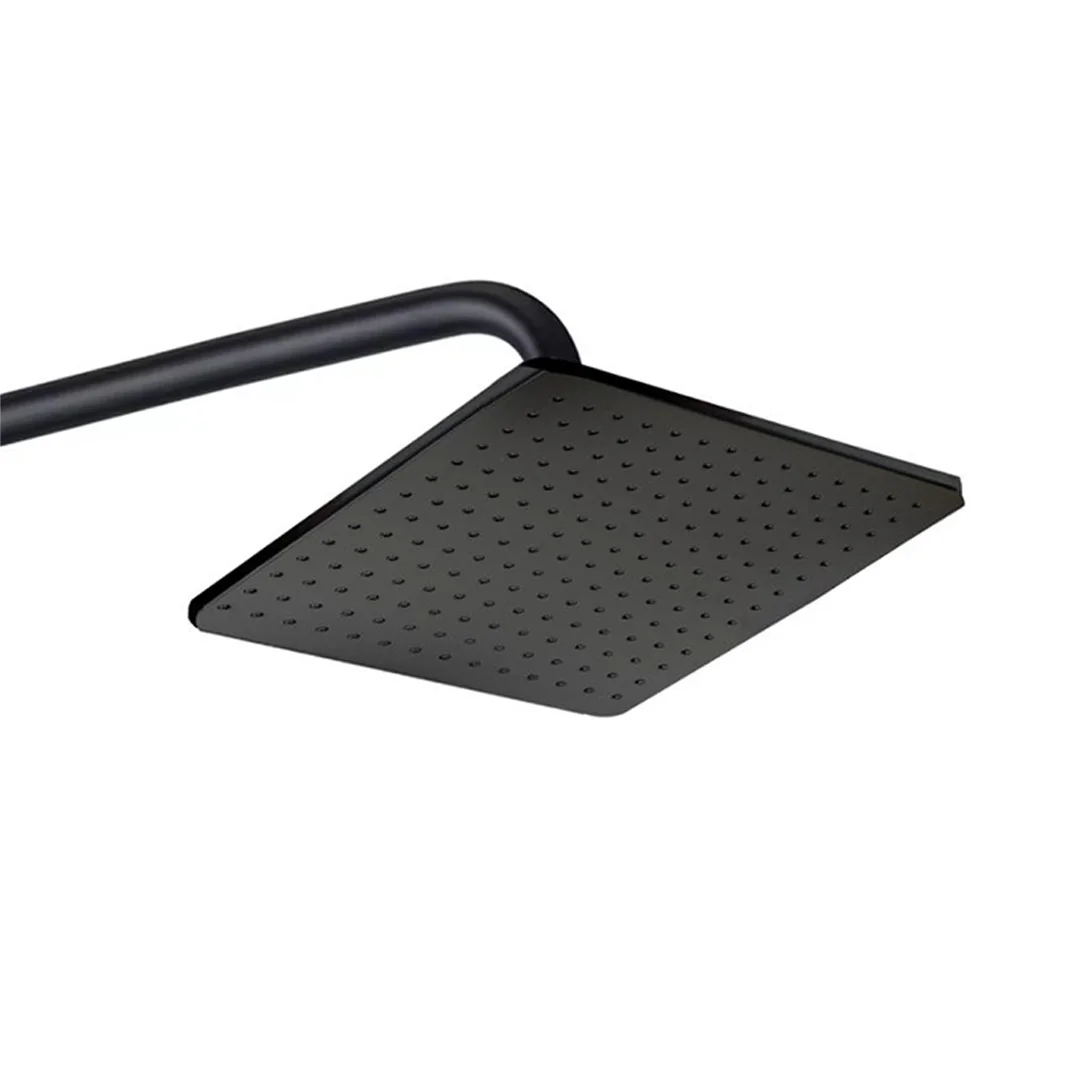 SHOWER HEAD WITH ARM SQUARE PLASTIC 8.5 X 8.5 BLACK CHINA