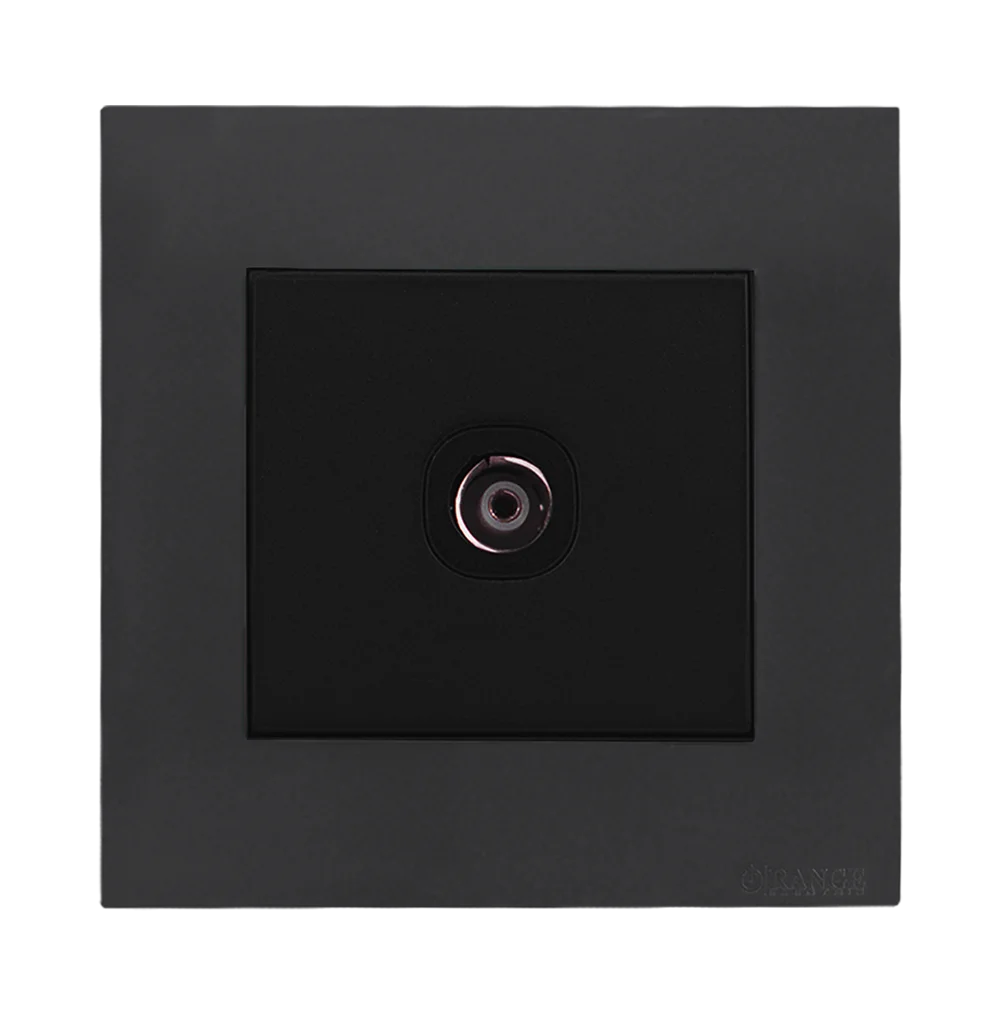 AKOYA 1Gang TV Co-Axial Outlet (75Ohm) B/Matte with GM/Matte Surround