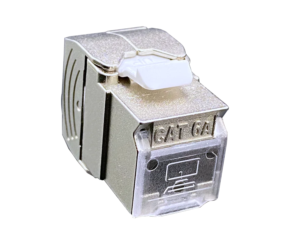 CAT6A Shielded Shuttered Keystone Jack, 180 Degree