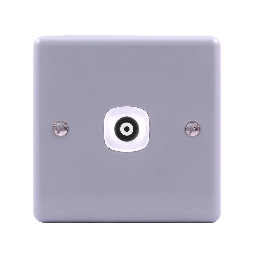METAL CLAD 1Gang TV Co-Axial Outlet (75Ohm) with Mounting Box Grey