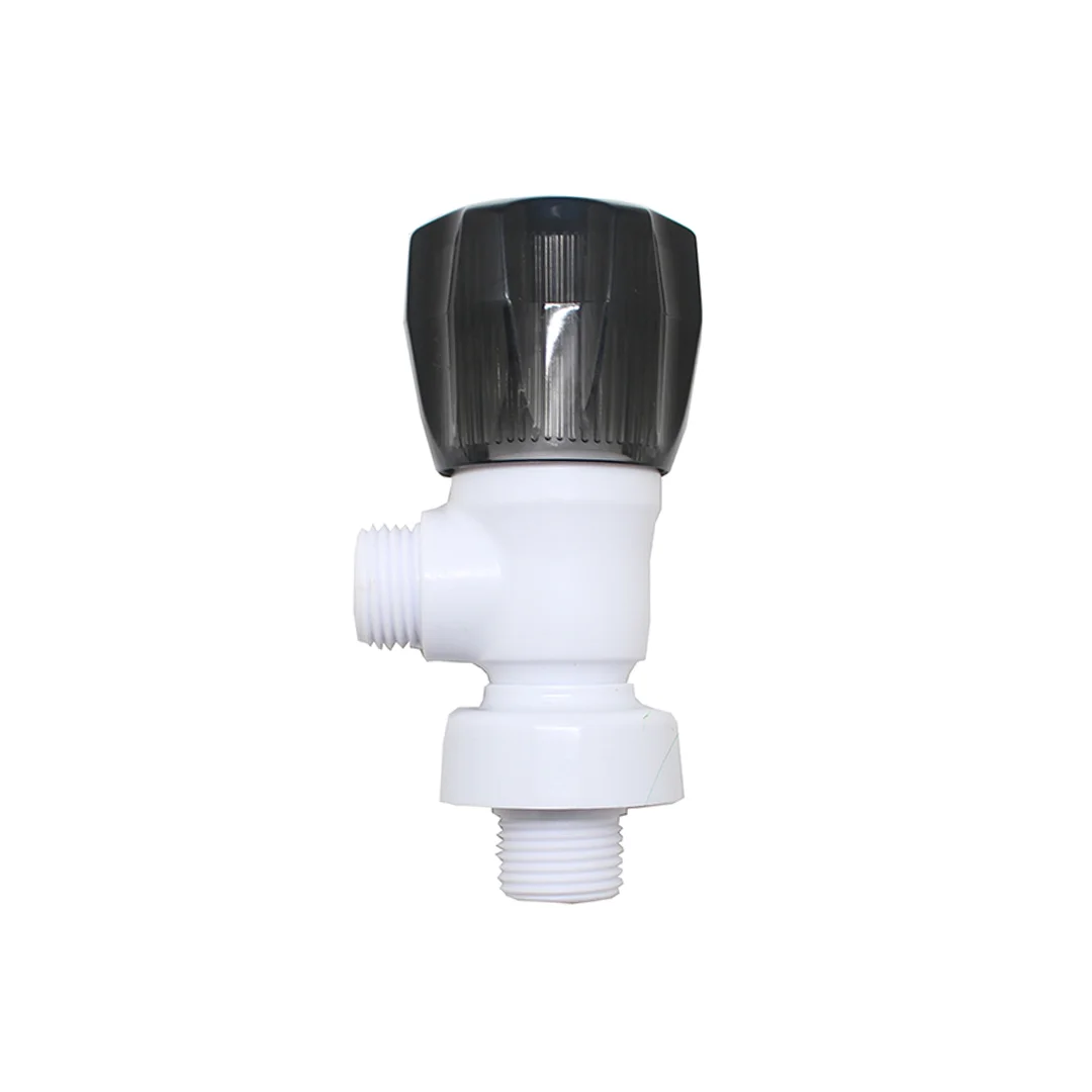 DKI ANGLE VALVE PLASTIC ROUND BLACK HANDLE 137AC56D MALAY