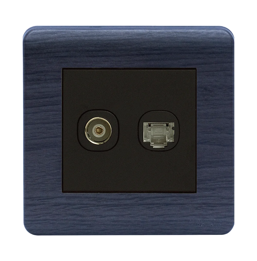 SCINTILLA 2Gang TV Co-Axial (75Ohm) + Data Outlet B/Matte with Kaluwara Surround