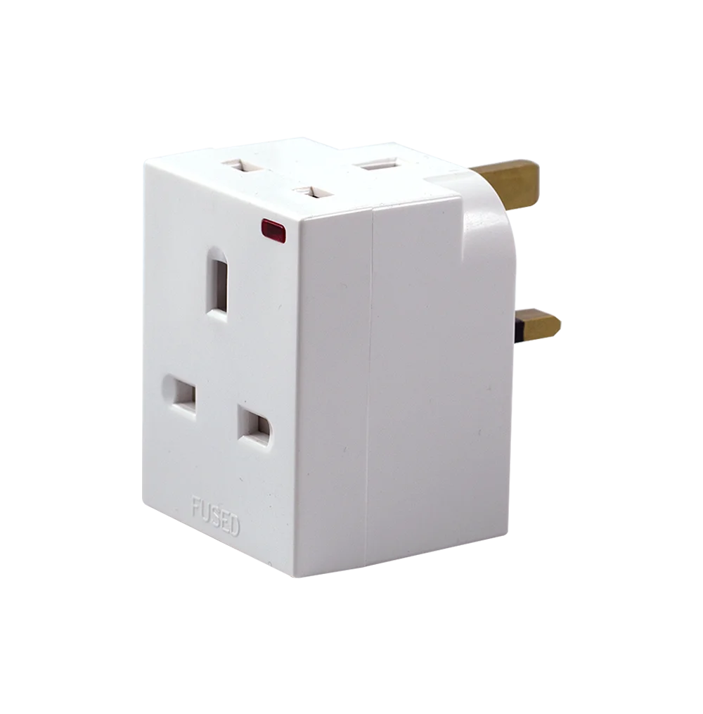 13Amp. 3Way Fused Adapter with Neon White