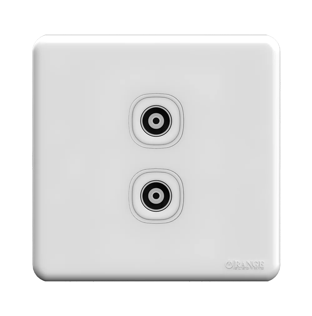 ENIGMA 2Gang TV Co-Axial Outlet (75Ohm) Classic White (British Standard)