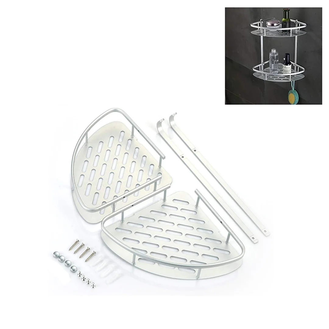 BATHROOM SHELF ALUMINIUM TRIANGLE 2 TRAY CP CHINA