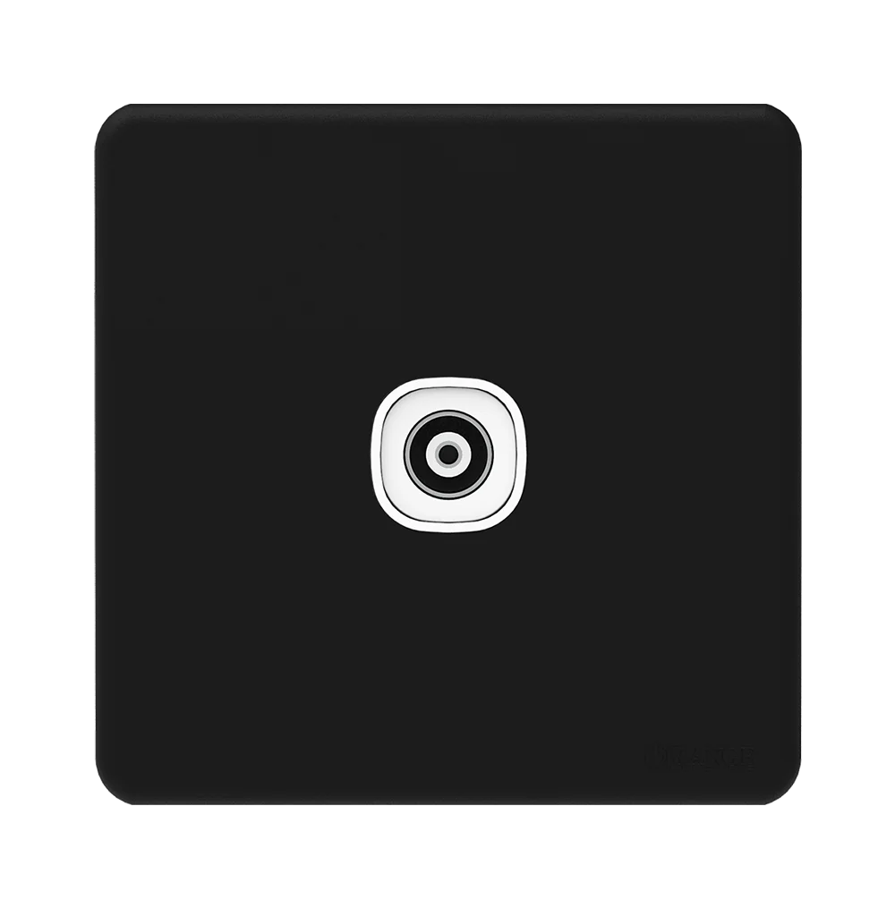 ENIGMA 1Gang TV Co-Axial Outlet (75Ohm) Pearl Black (British Standard)