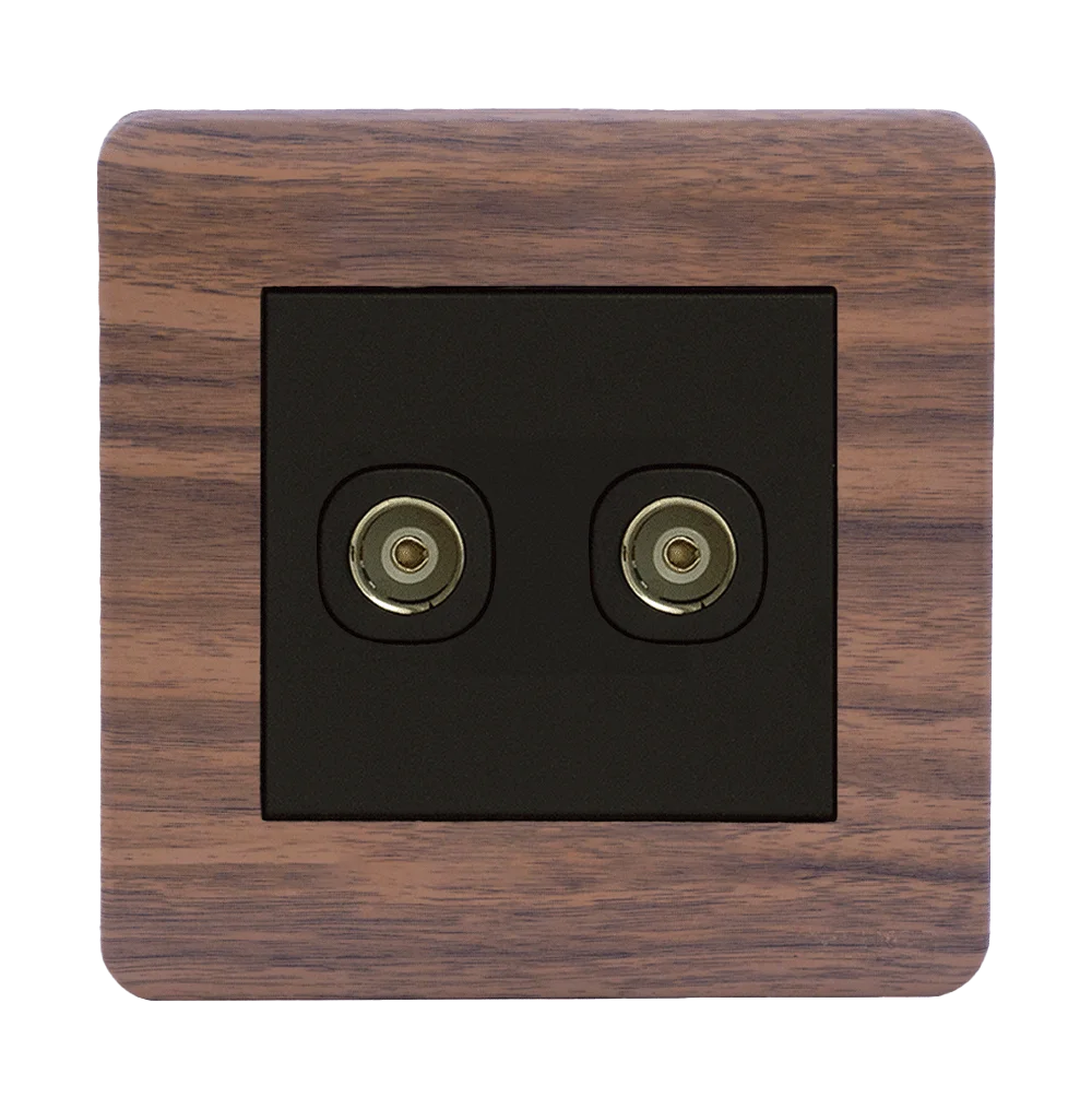 SCINTILLA 2Gang TV Co-Axial Outlet (75Ohm) B/Matte with Kumbuk Surround