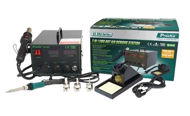 2 In 1 SMD Hot Air Rework Soldering Station – SS-989B ( PROSKIT )