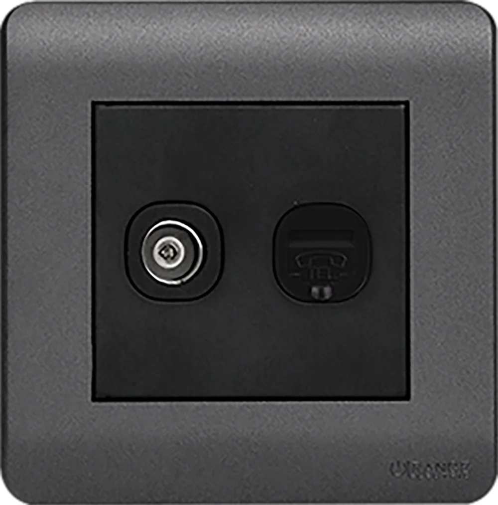 SCINTILLA 2Gang TV Co-Axial (75Ohm) + Telephone Outlet B/Matte with GM/Matte Surround