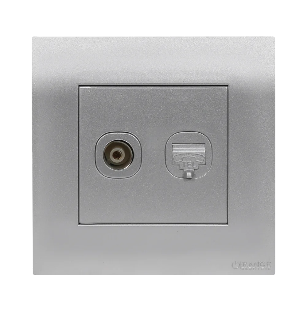 AKOYA 2Gang TV Co-Axial (75Ohm) + Telephone Outlet S/Matte with S/Matte Surround