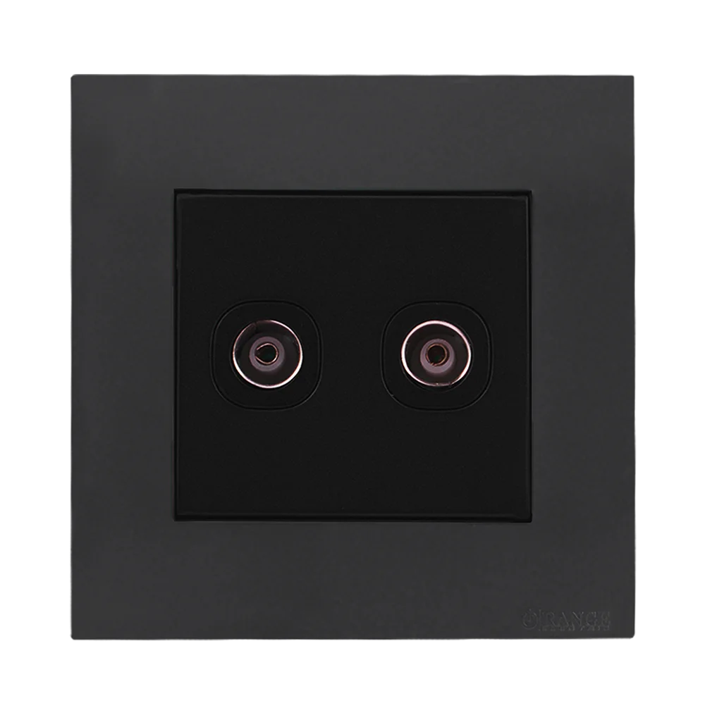 AKOYA 2Gang TV Co-Axial Outlet (75Ohm) B/Matte with GM/Matte Surround