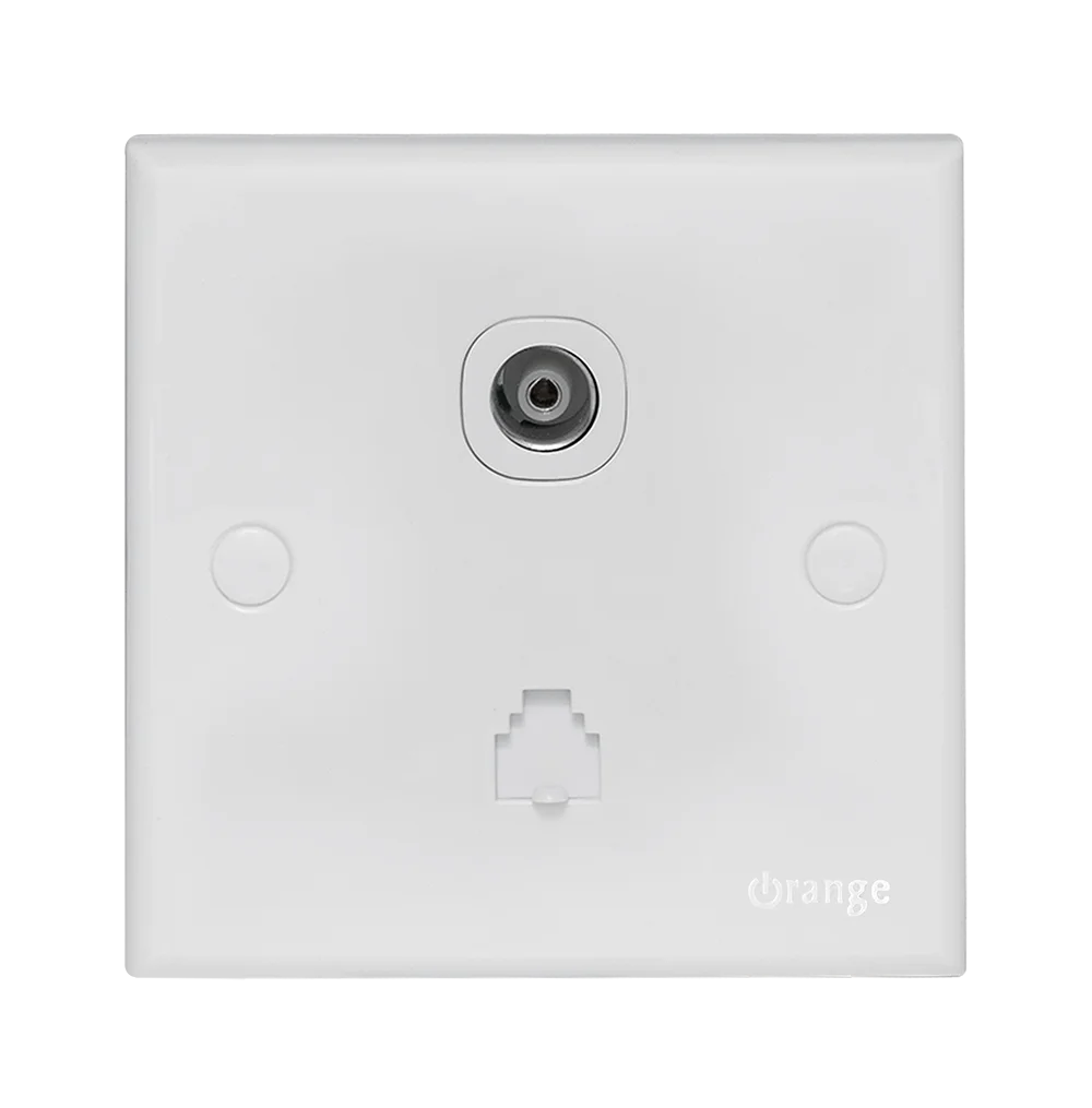 CASABLANCA 2Gang TV Co-Axial (75 Ohm) + Telephone Outlet White