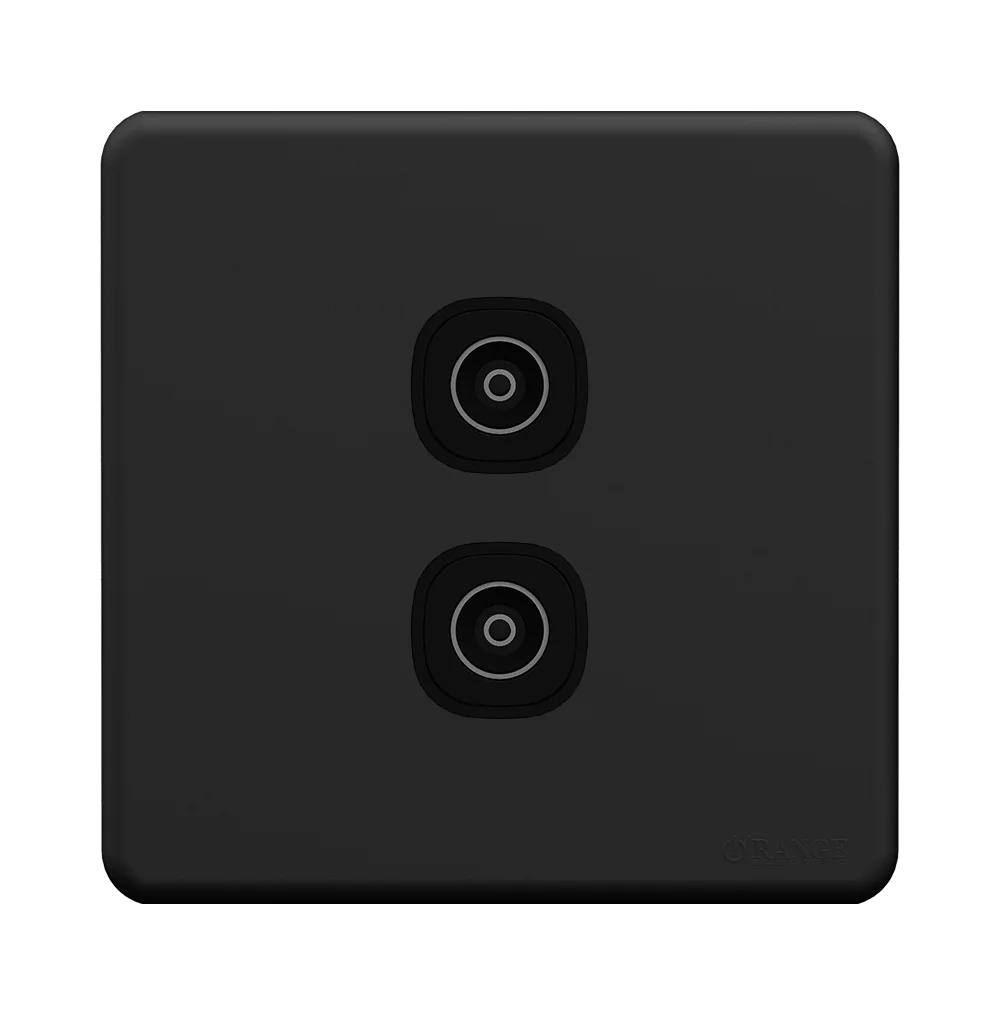 ENIGMA 2Gang TV Co-Axial Outlet (75Ohm) Gunmetal (British Standard)