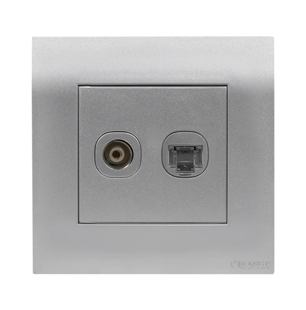 AKOYA 2Gang TV Co-Axial (75Ohm) + Data Outlet S/Matte with S/Matte Surround