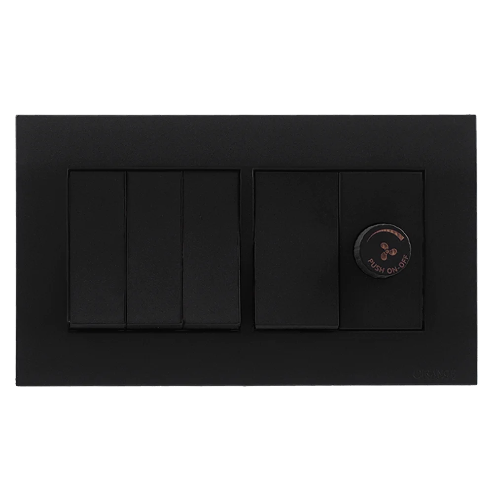 AKOYA 16Amp. 4Gang + Fan Controller B/Matte with B/Matte Surround