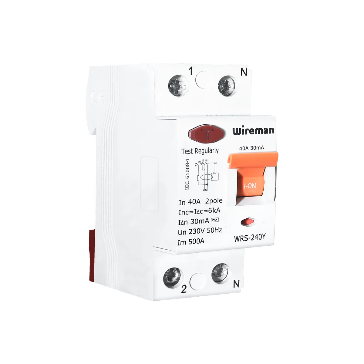 WIREMAN 40Amp. 2Pole 30mA, 230V RCCB