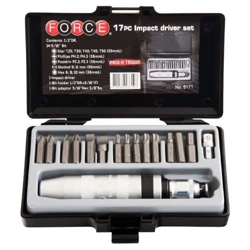 17 Pcs Impact Screwdriver Set In Case – 5171 ( FORCE )