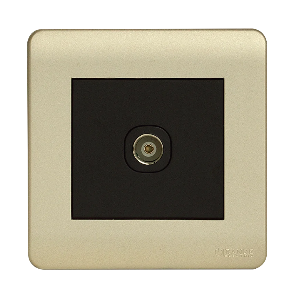 SCINTILLA 1Gang TV Co-Axial Outlet (75Ohm) B/Matte with Gld/Matte Surround