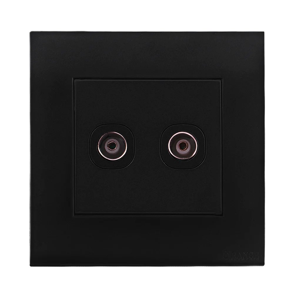 AKOYA 2Gang TV Co-Axial Outlet (75Ohm) B/Matte with B/Matte Surround
