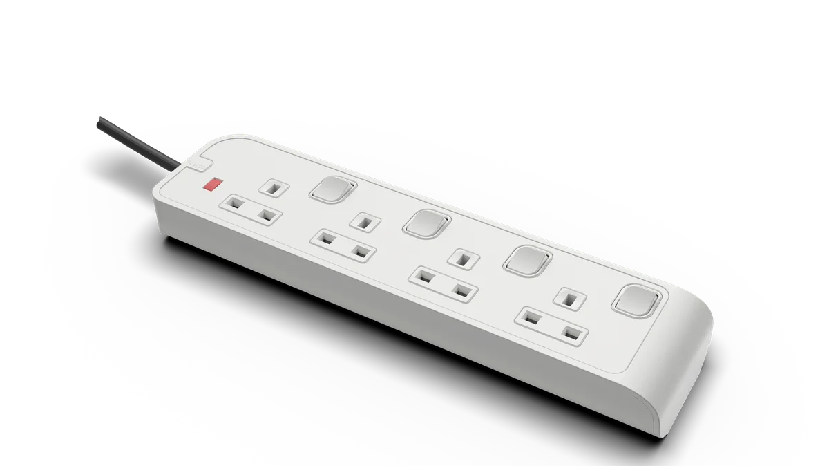 13Amp. 4 Outlet Power Strip with Single Single Indicator with 10Meter Cord White