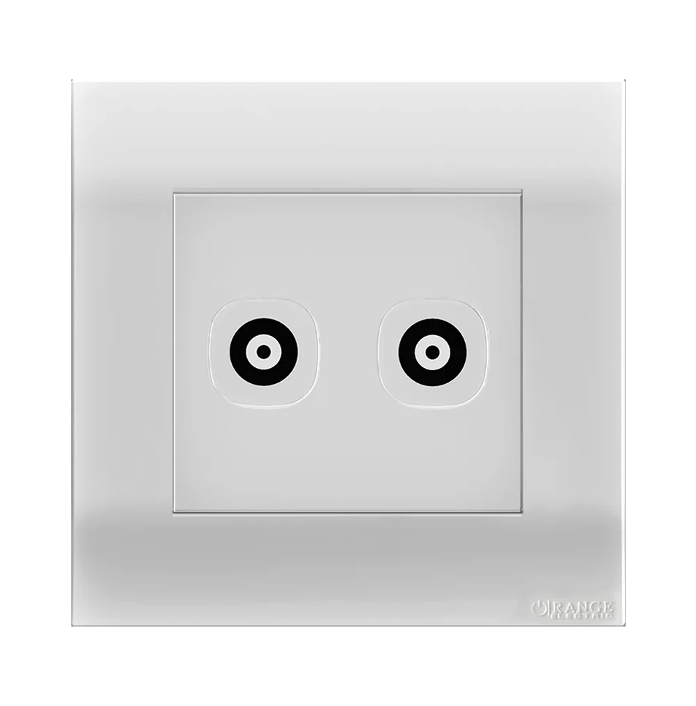 AKOYA 2Gang TV Co-Axial Outlet (75Ohm) White with White Surround