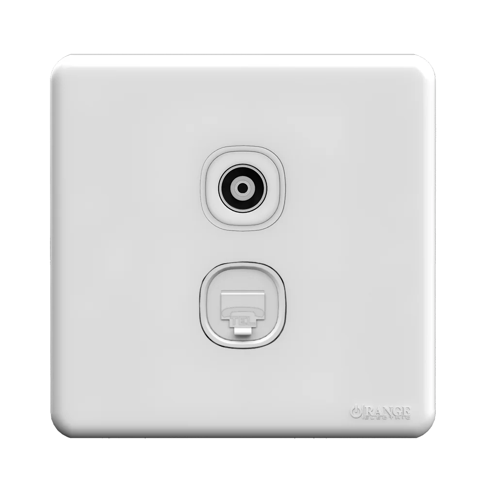 ENIGMA 2Gang 4Wire Telephone Outlet + TV Co-Axial Outlet (75Ohm) Classic White (British Standard)