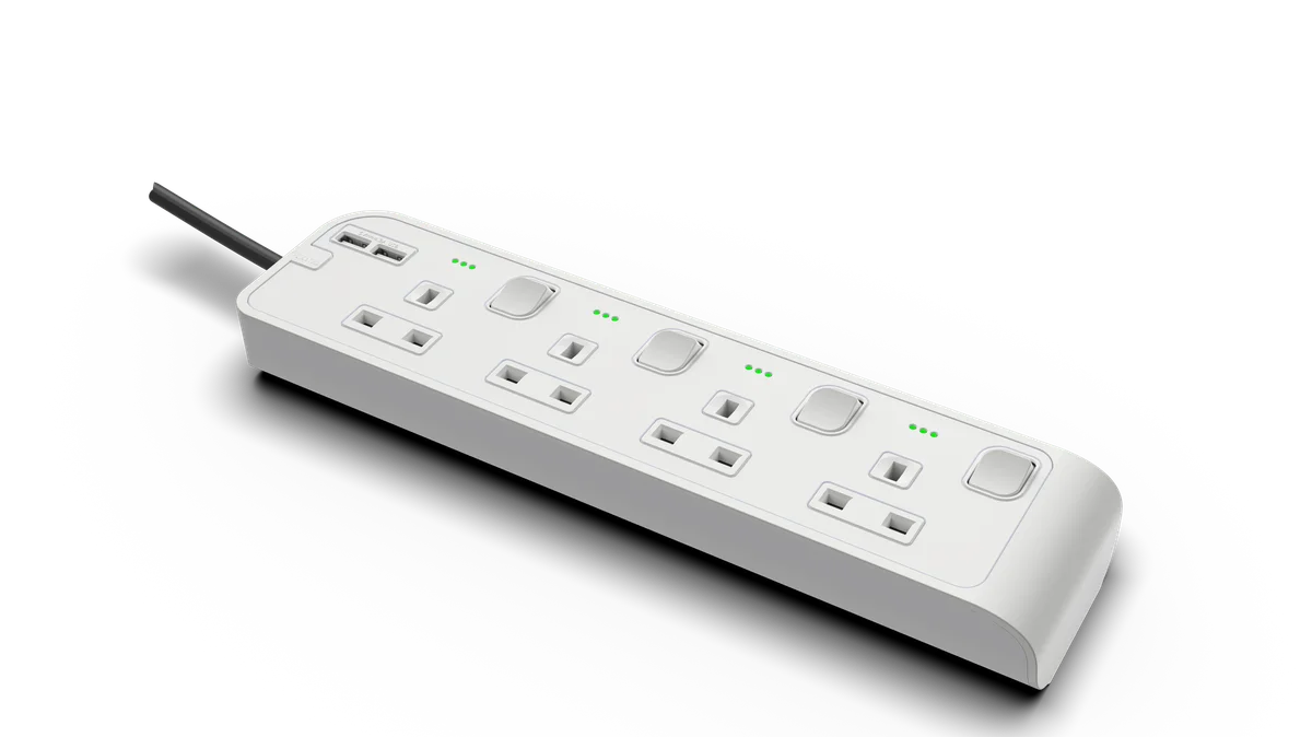 13Amp. 4 Outlet Power Strip with Indicator with 2x4.2USB-A Ports with 7Meter Cord White