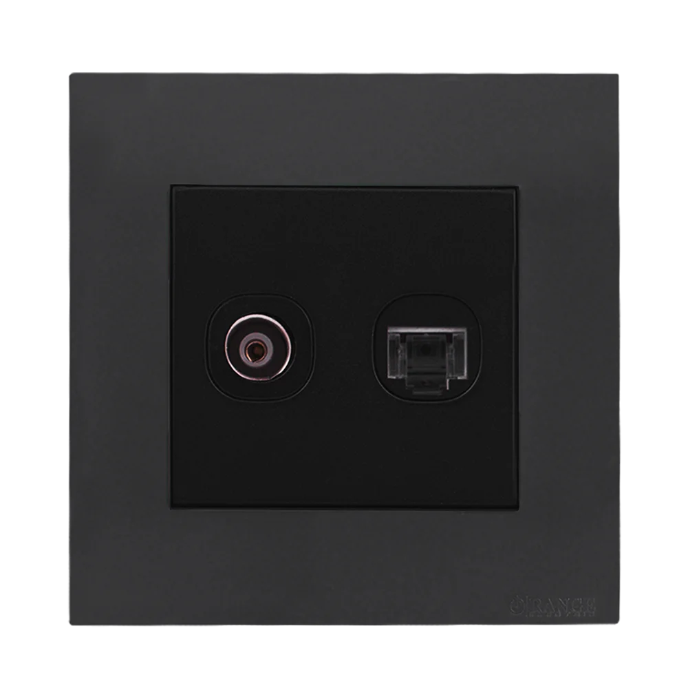 AKOYA 2Gang TV Co-Axial (75Ohm) + Data Outlet B/Matte with GM/Matte Surround